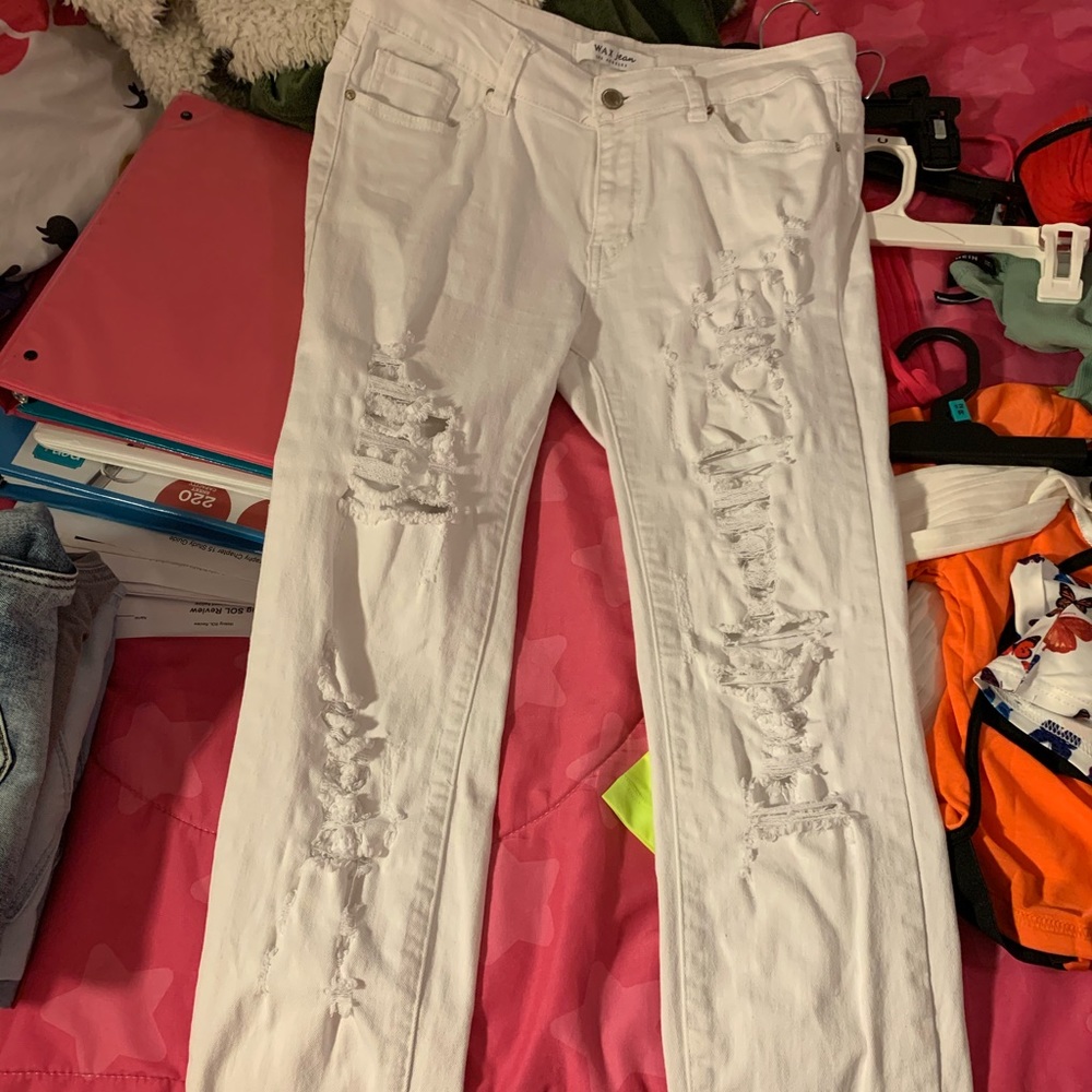 White ripped jeans